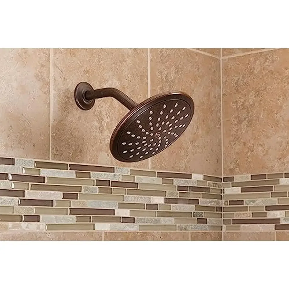 8-inch Fixed Rainfall Shower Head Oil Rubbed Bronze Finish Easy Installation 2.5 GPM IPS Connection