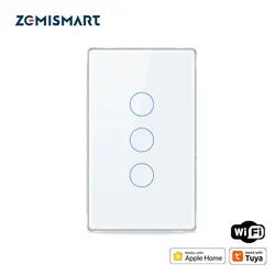 Zemismart Homekit WiFi 3 Gangs Smart Wall Light Switch with Touch Panel Alexa Google Home Siri Voice Control US Interruptor