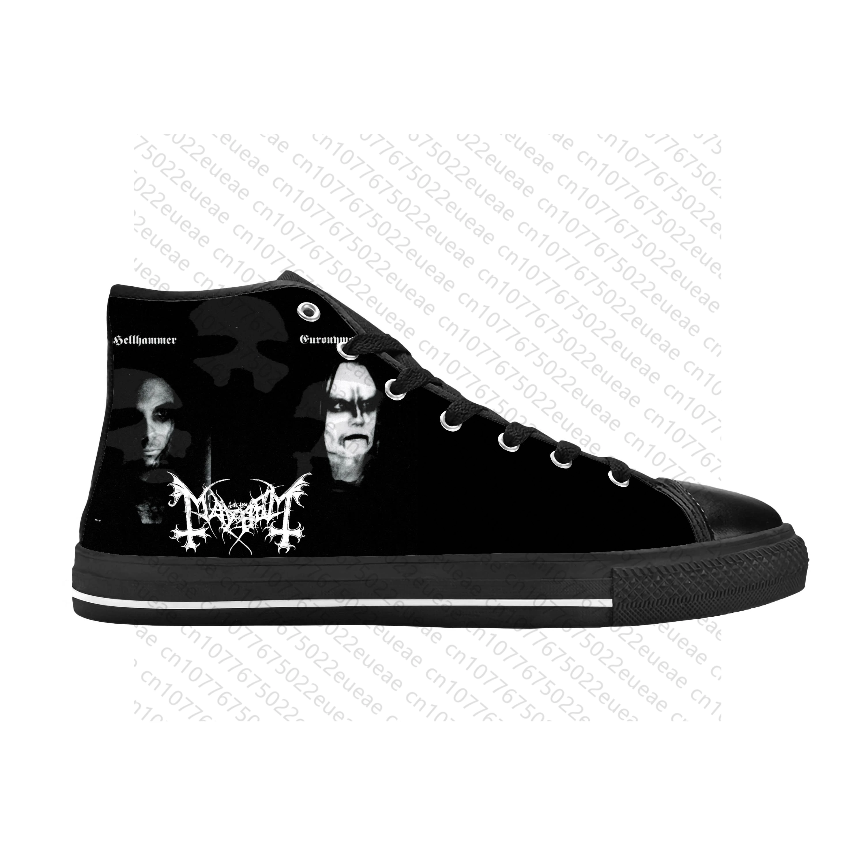 Rapper Mayhems Death Black Metal Rock Band Singer Casual Cloth Shoes High Top Comfortable Breathable 3D Print Men Women Sneakers