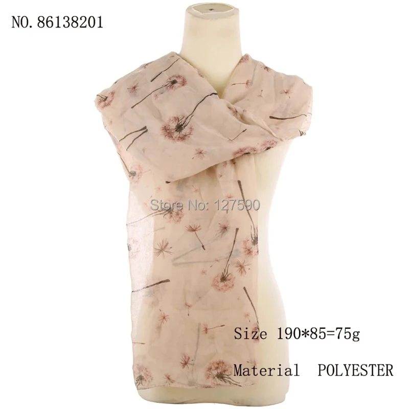 Fashion Dandelion Print Scarf Shawls Women Flower Pattern Infinity Loop