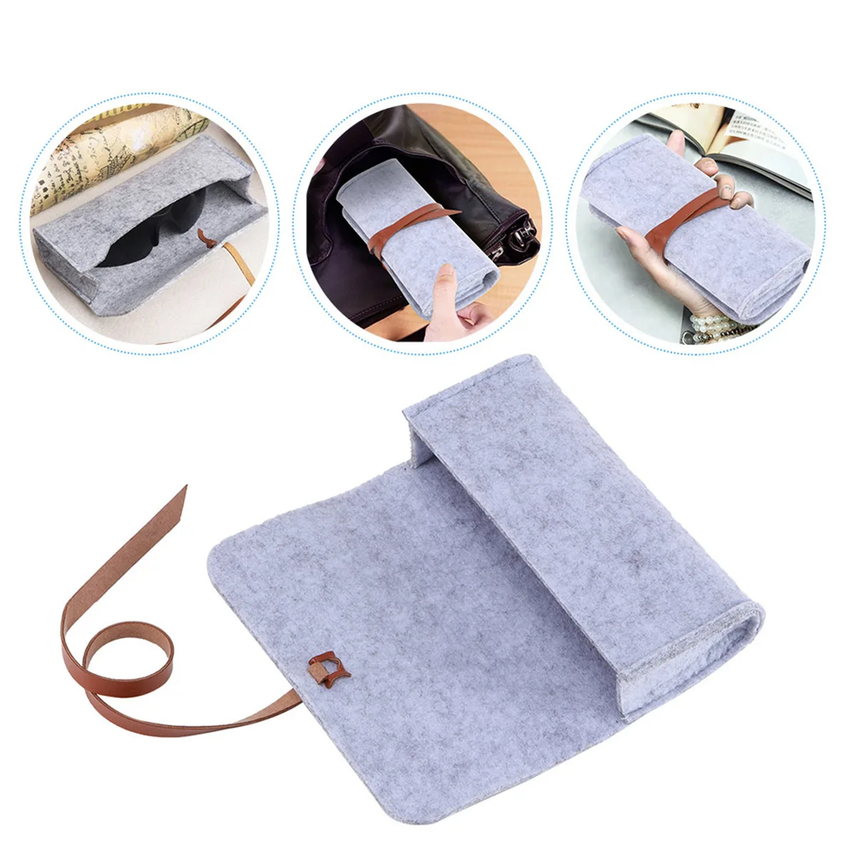

Lightweight Felt Glasses Bag Sunglasses Storage Travel Portable Case Pouch Minimalist Design (Gray) For Eyeglasses Sunglasses