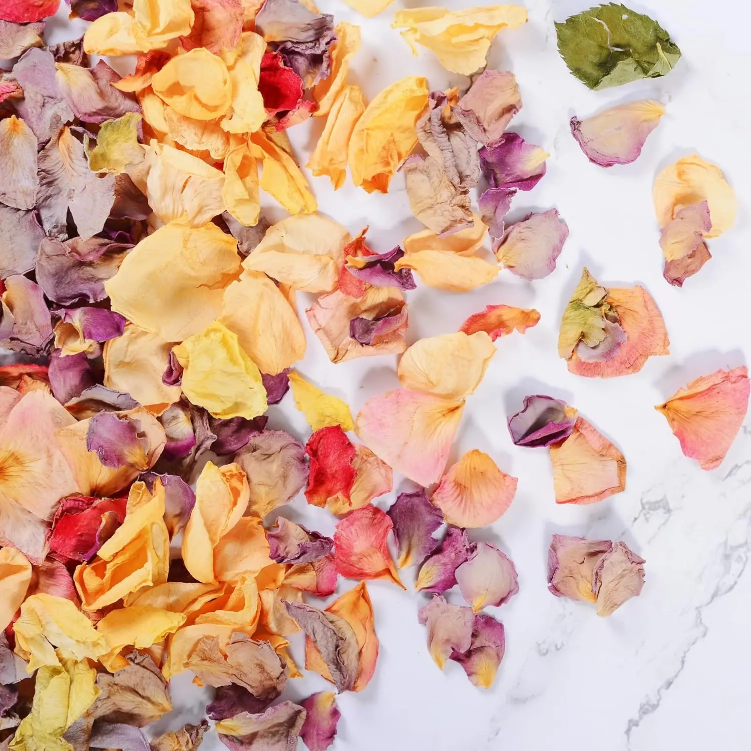 

Dried Rose Petals 20+ Cups Biodegradable Flower Confetti, 2 QT Mixed Yellow Purple Pink for Wedding Proposal Bath Crafts