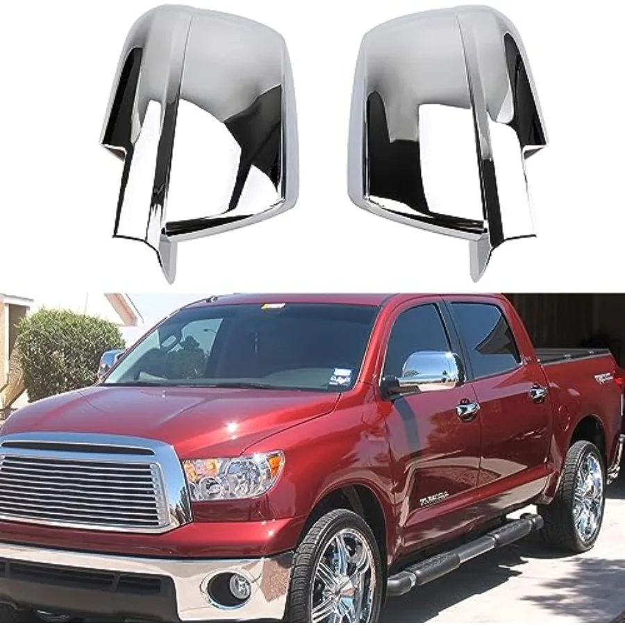 

Chrome Plated Mirror Covers Trims for 2007-2021 Toyota Tundra for 2007-2020 Toyota Sequoia Side View Full Mirror Back Caps