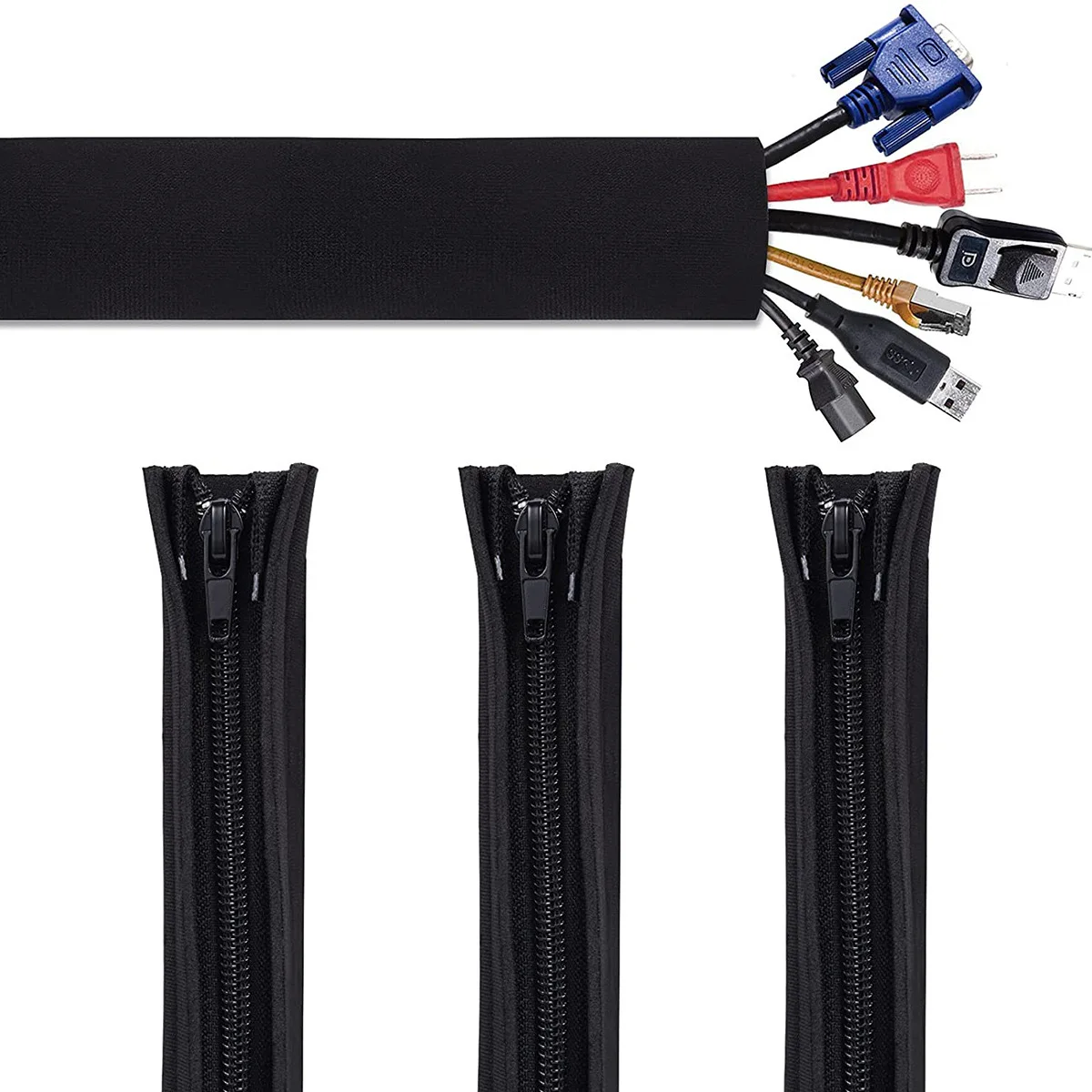 

Рукав для прокладки кабеля с застежкой-молнией Шнур питания для офисного компьютера Кабель для хранения и сортировки кабелей для передачи данных Рукав для намотки