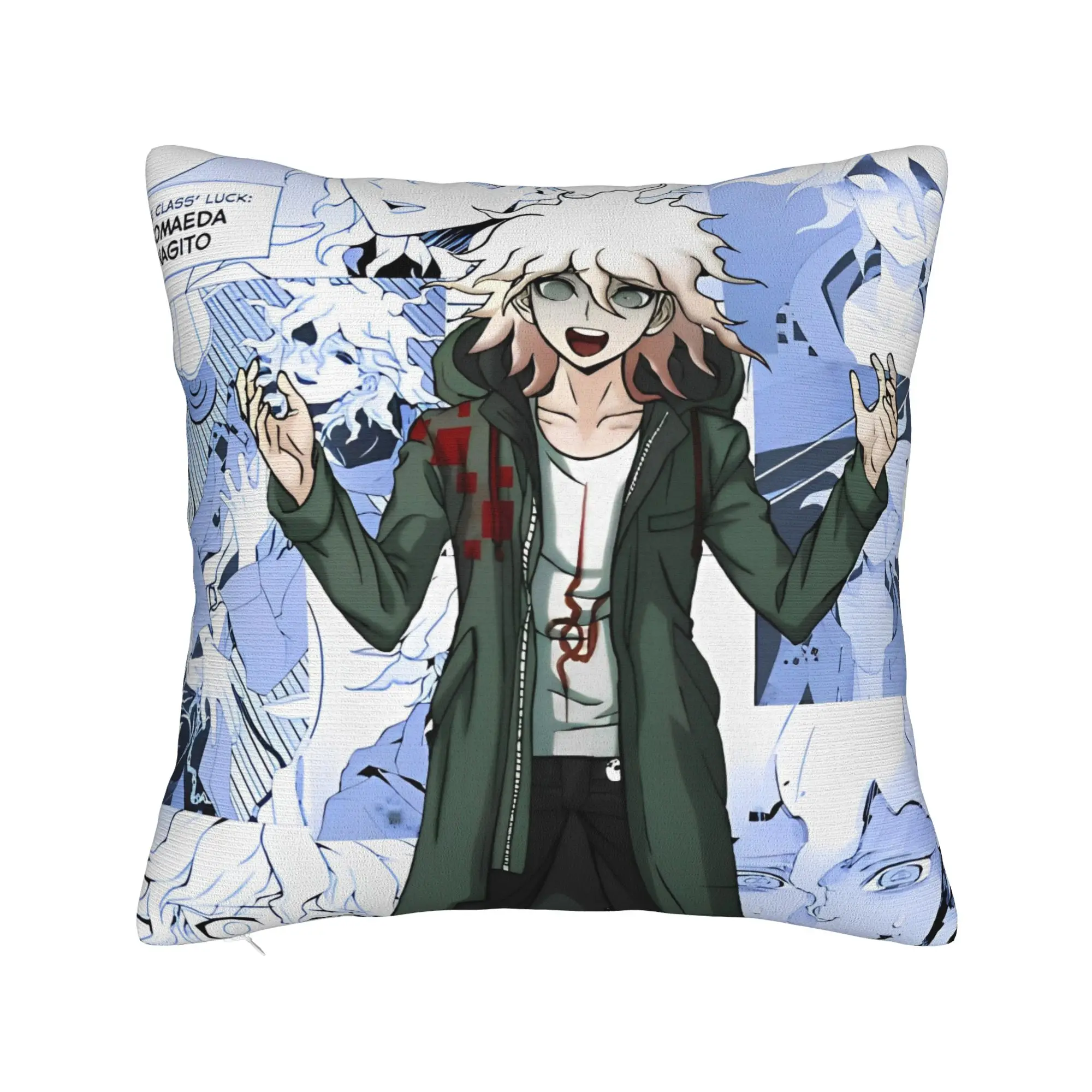 Nagito Komaeda Anime Pillowcase Printing Cushion Cover Decoration Throw Pillow Case Cover Home Zippered