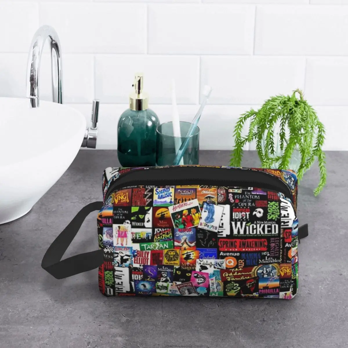 Musicals Collage II Original Travel Cosmetic Bag Makeup Toiletry Organizer Ladies Beauty Storage Dopp Kit