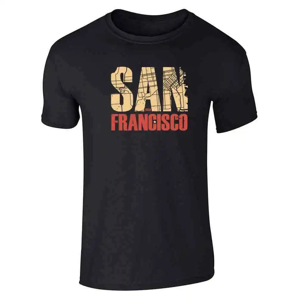 San Francisco California Retro Map Travel Unisex TeeSummer Brand Super SizePattern Y2K Summer 