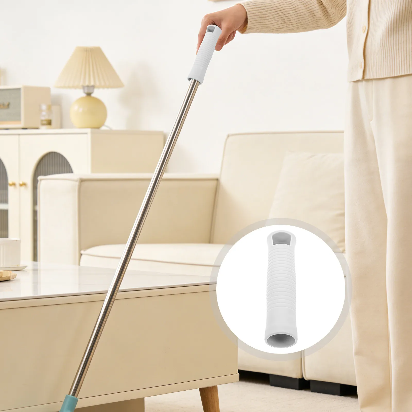 

30Pcs Plastic Mop Handle End Cap Grip Attachment Set for Broom Mop Rods 2.5cm Grey Comfortable Ergonomic Secure Fit