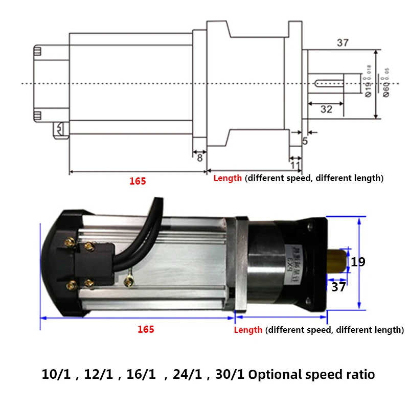 220V 1000W Low Speed Brushless Motor with Driver 80mm Brushless Motor Speed Ratio3/4/5/6/10/20/30 Planetary Gearbox Reducer Kits