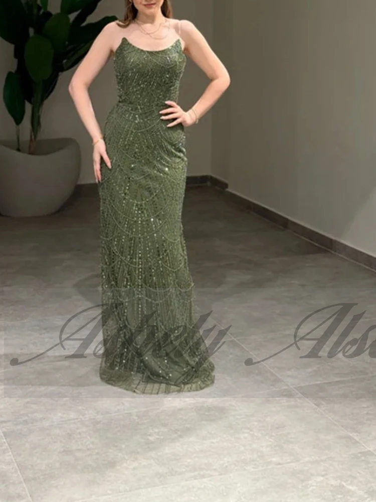 A2513 Elegancka Granatowa Suknia Wieczorowa Damska z Perłami Syrena Długa Do Podłogi na Wesele, Imprezę, Bal, Okazję, Szyta na Miarę