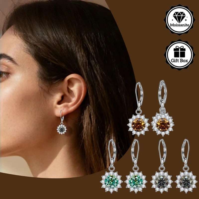 

Ювелирные изделия LAMVOICE для женщин/серьги с 2-каратным муассанитом, гипоаллергенные серьги-крючки, рождественский подарок для ювелирных изделий высокого качества