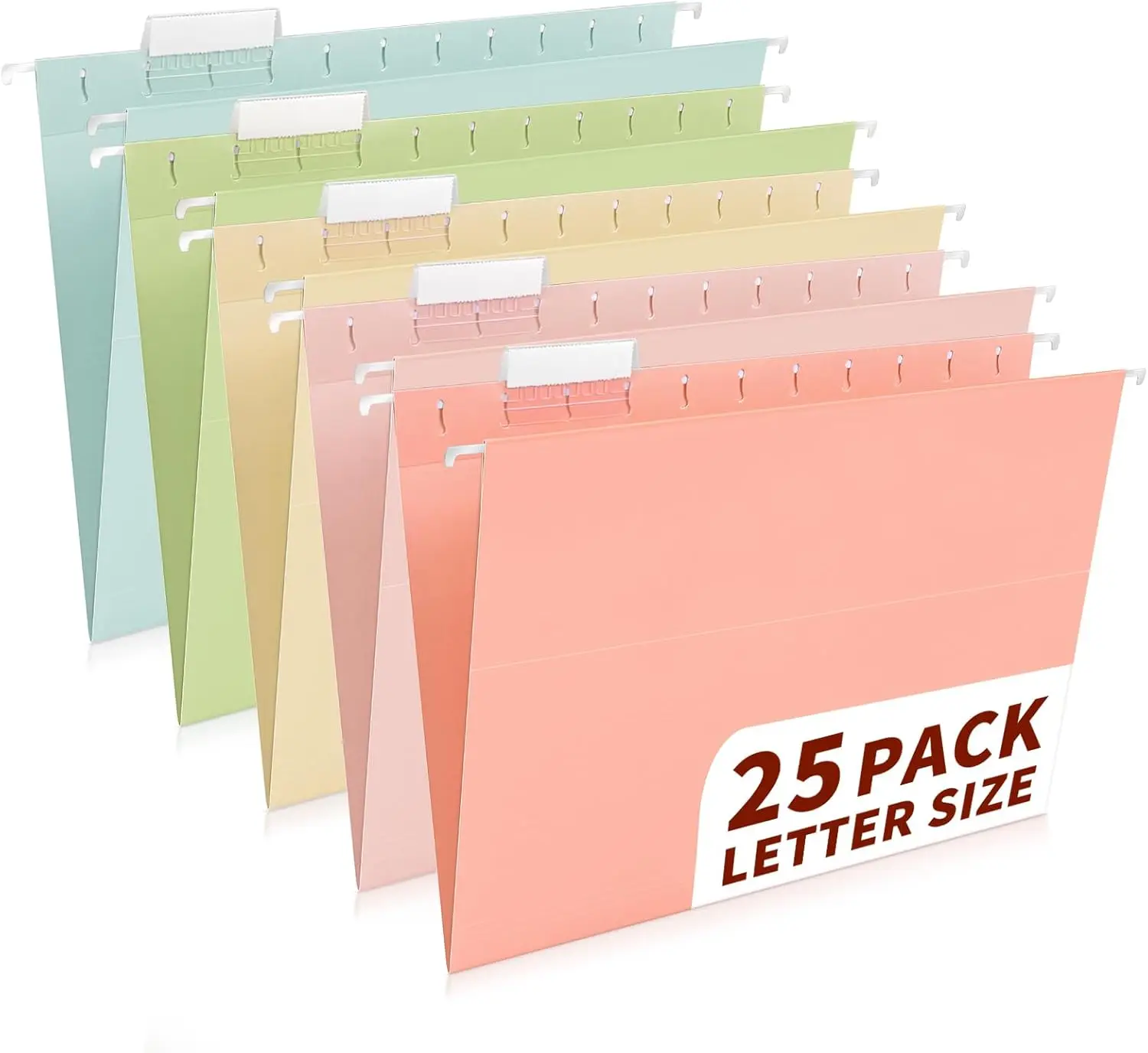 

25-Pack Pastel Hanging File Folders, Letter Size with Tabs, Label Cards & Stickers for Home Office Organization