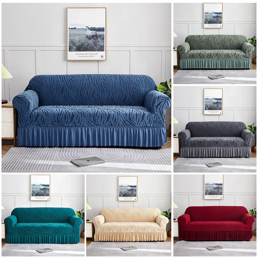 

1 PC Prints Sofa Cover with Skirt Full Coverage Elastic Sofa Cover decorate the Sofa in the living room Multiple Color SofaCover