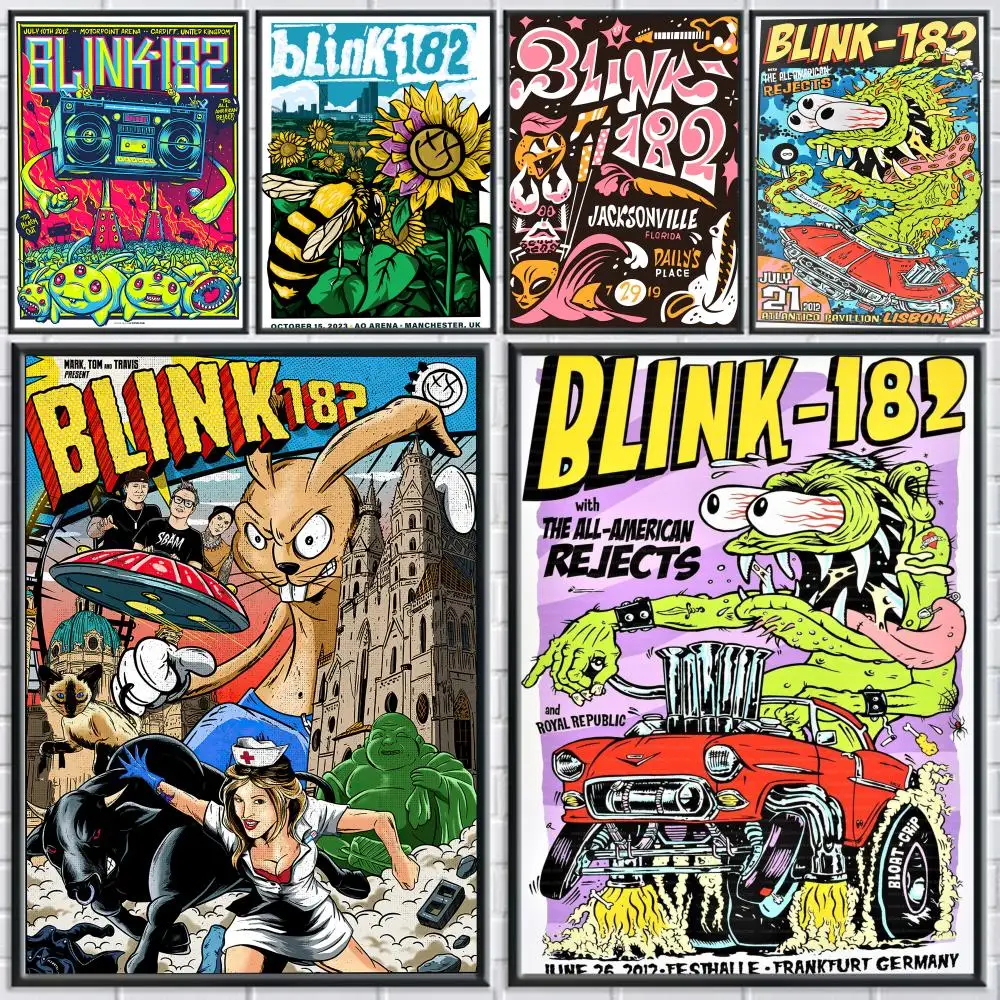 

Band B_Blink 182 Poster Decorative Stickers Waterproof HD Painting Wall Art for Home Hallway Living Room Bedroom Decoration Gift
