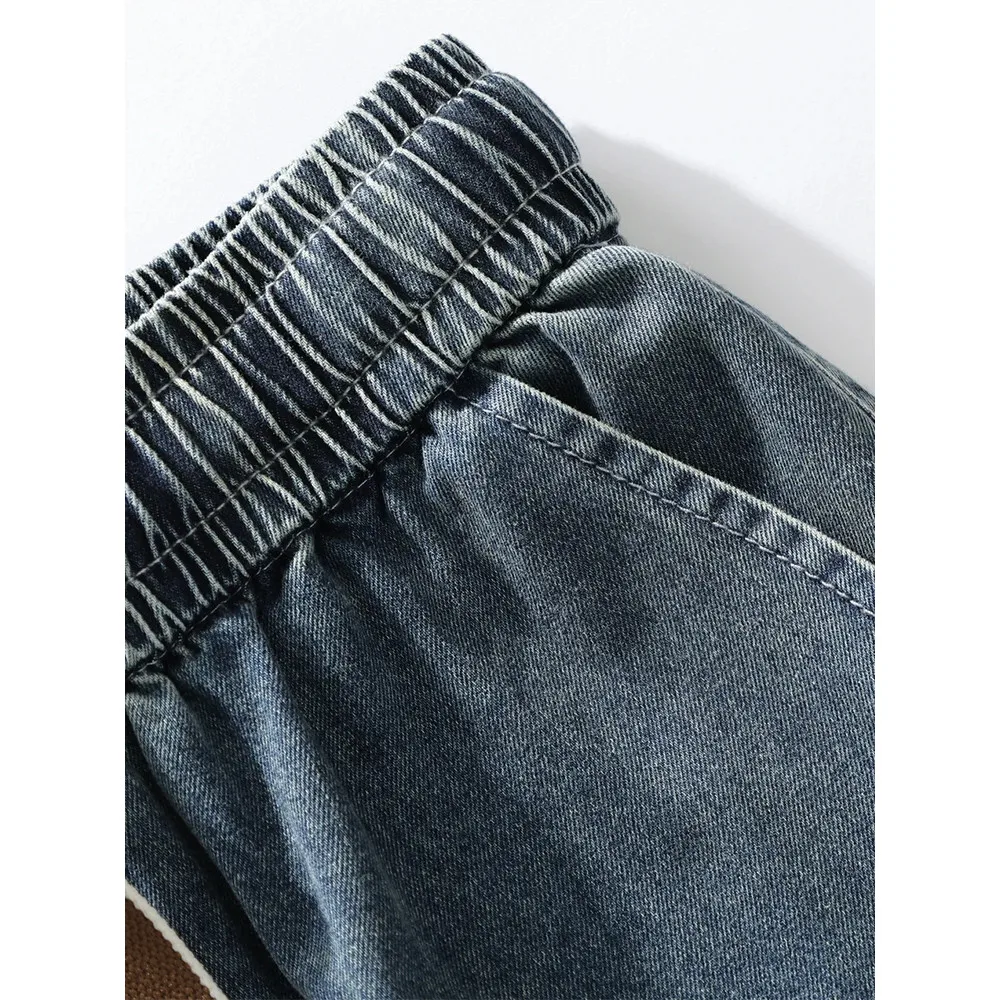 Summer Men's Straight Jeans Multi-Pockets Wide Leg Denim Cargo Pants 8XL 7XL 6XL Big Size Lightweight Baggy Jeans Trousers