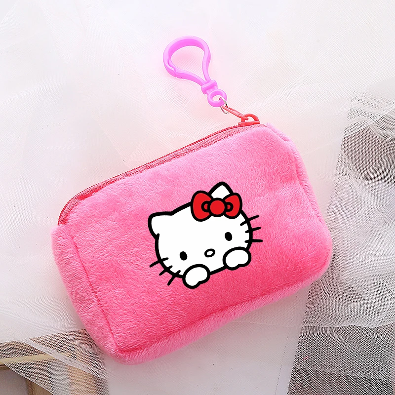 Hello Kitty portamonete in peluche Anime Sanrio Mini Bags Cartoon Square Printed Storage Bag Fashion Kids Handbags New Key Organizer