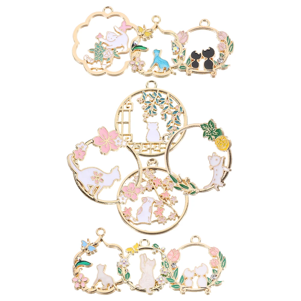 

10 Pcs Indoor Cat Simulated Wreath Pendant Miss Jewelry Cute Charms for Making Zinc Alloy Cats Collar