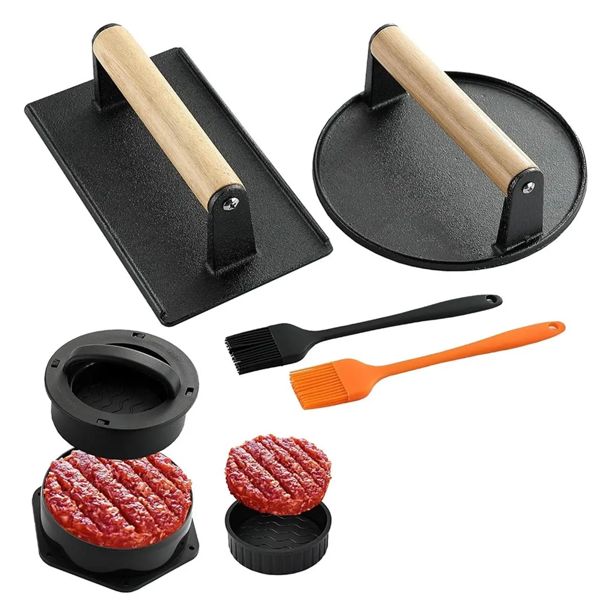 M10K Press Kit, Hamburger Press Patty Maker, Cast Iron Burger Press, for Grill, Griddle, Kitchen