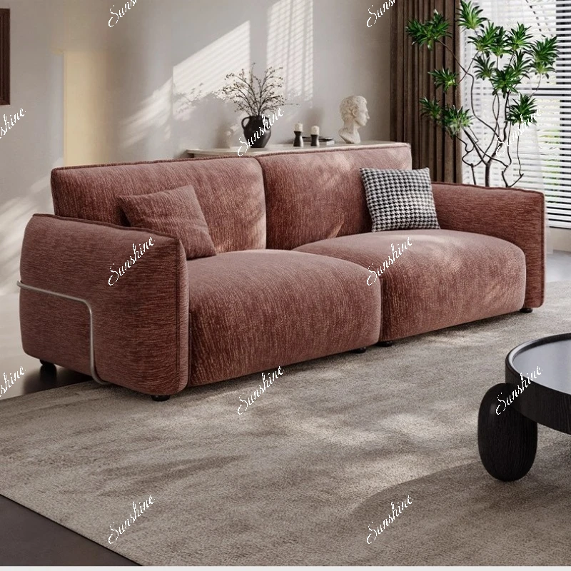 

Cherry blossom pink chenille flannel sofa cute creamy style, simple and modern