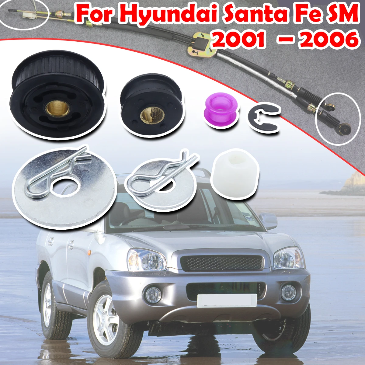 

For Hyundai Santa Fe SM 2001 2002-2006 Manual Gearbox Shift Cable Linkage Bushing Shifter Lever Selector Rod Connect Bushing Kit