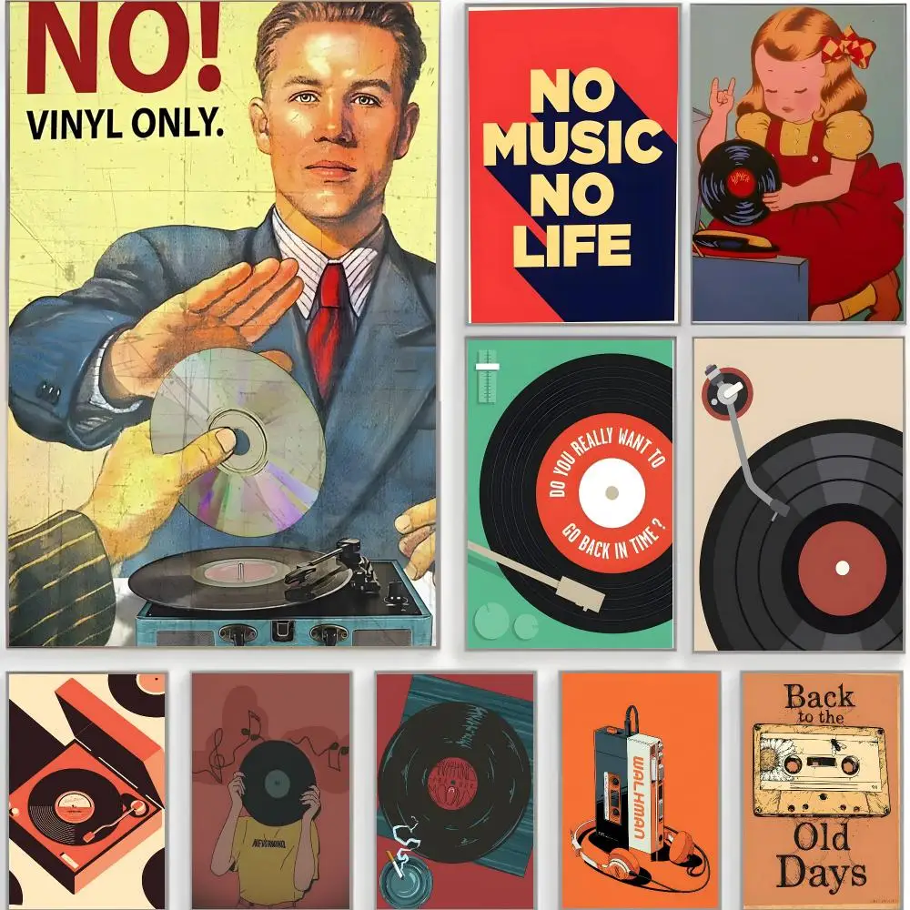 Retro Decor Mid Century Retro Vinyl Records Poster Classic Wall Art  Home Decor  Peel and Stick Unframed