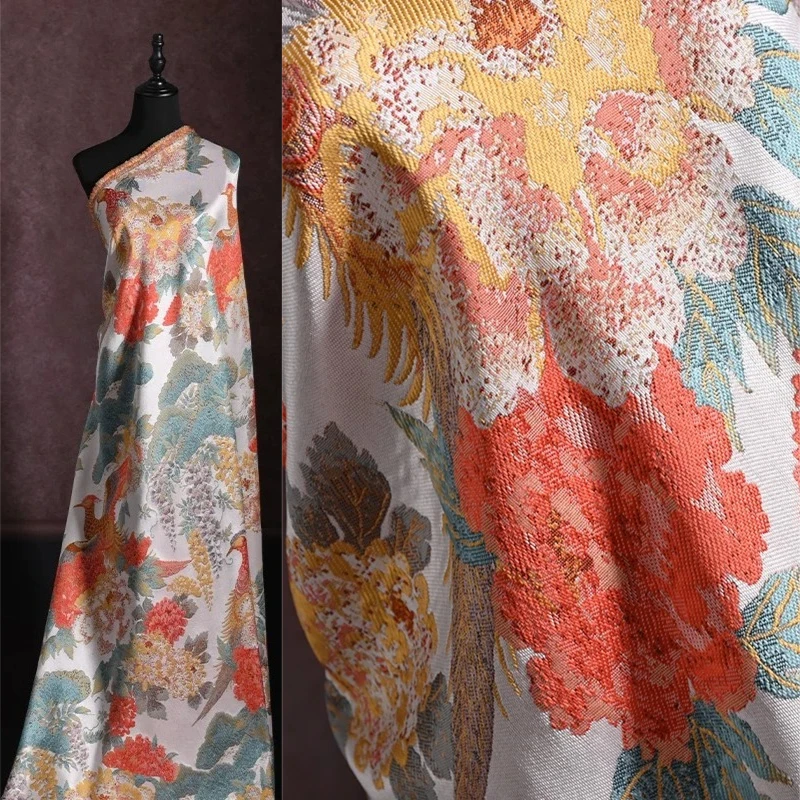 Sewing Fabric - Jacquard Brocade Fabric Vintage Phoenix Peony