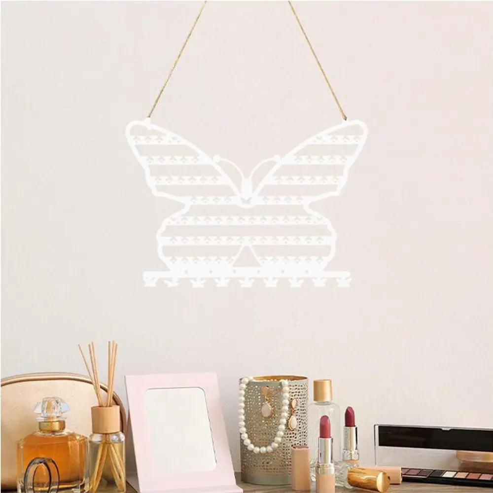 Butterfly Shape Metal Butterfly Jewelry Storage Rack 7 Layers with Hooks Butterfly Necklace Wall Holder Hollow Multi-Function