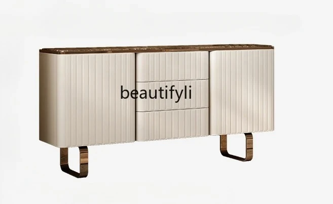 

Italian-Style Light Luxury High-End Marble Sideboard Cabinet Modern Minimalist Living Room Entrance Hallway Partition Locker