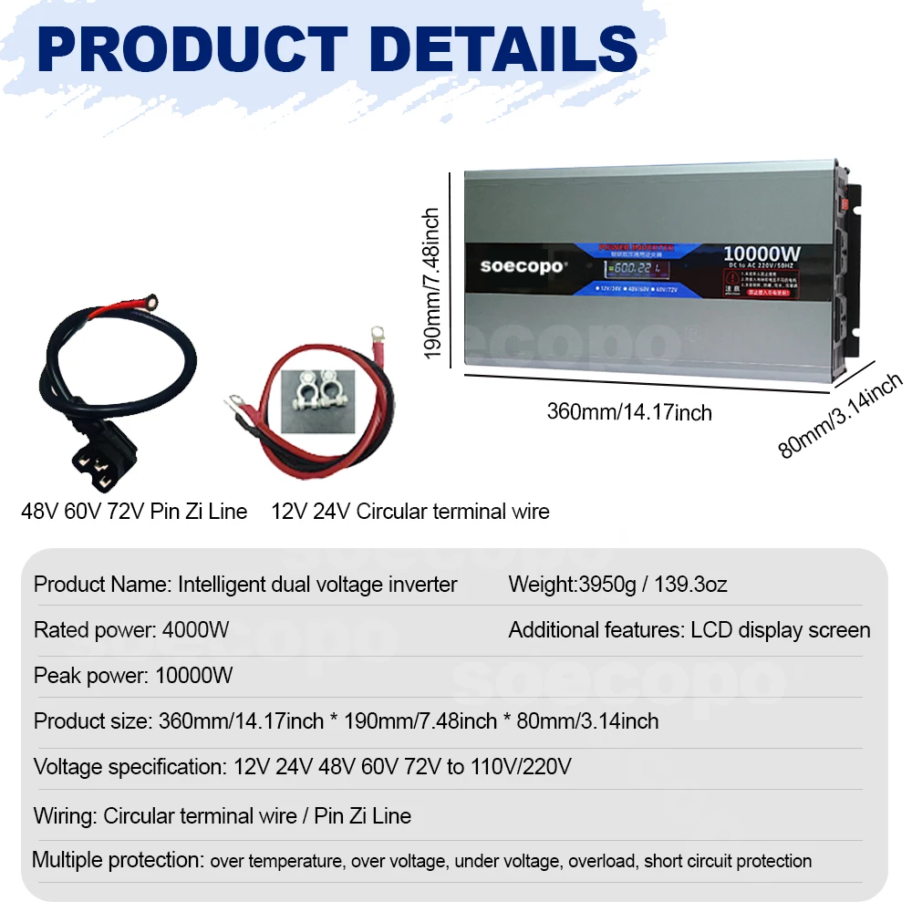 Kit sistema solare da 10000 W ad alta efficienza con controller da pannello solare 30 A e inverter da 1000 W per conversione CC 12 V e 24 V a CA