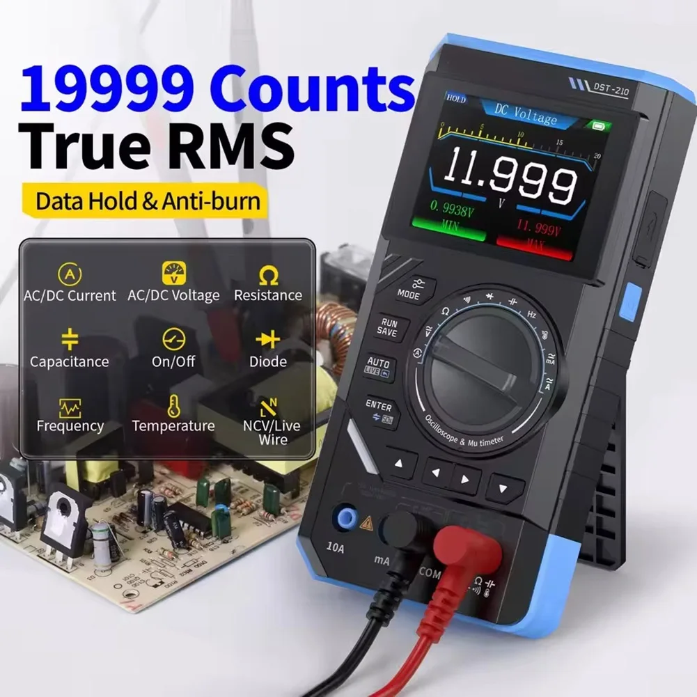 

FNIRSIs DST-210 3-in-1 Digital Multimeter/oscilloscope/signal Source 19999 Counts 10MHz Multi-function Portable Electrician Tool