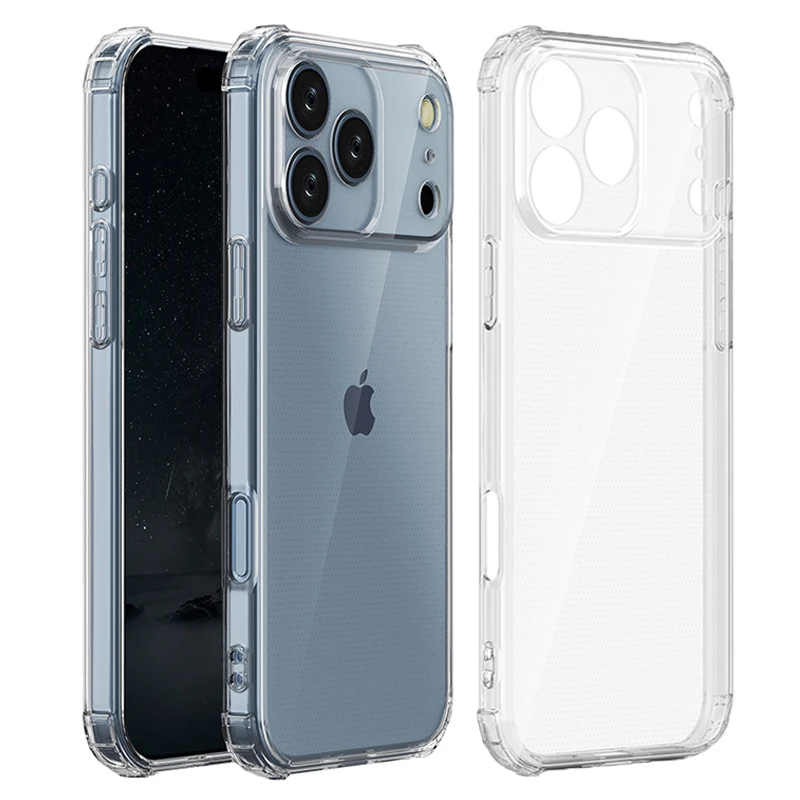 Luxuriöse, klare, stoßfeste Silikon-Handyhülle für iPhone 17, 16, 15, 14, 13, 12, 11 Pro Max, Mini X XR Xs 7 8 Plus, transparente Rückseite