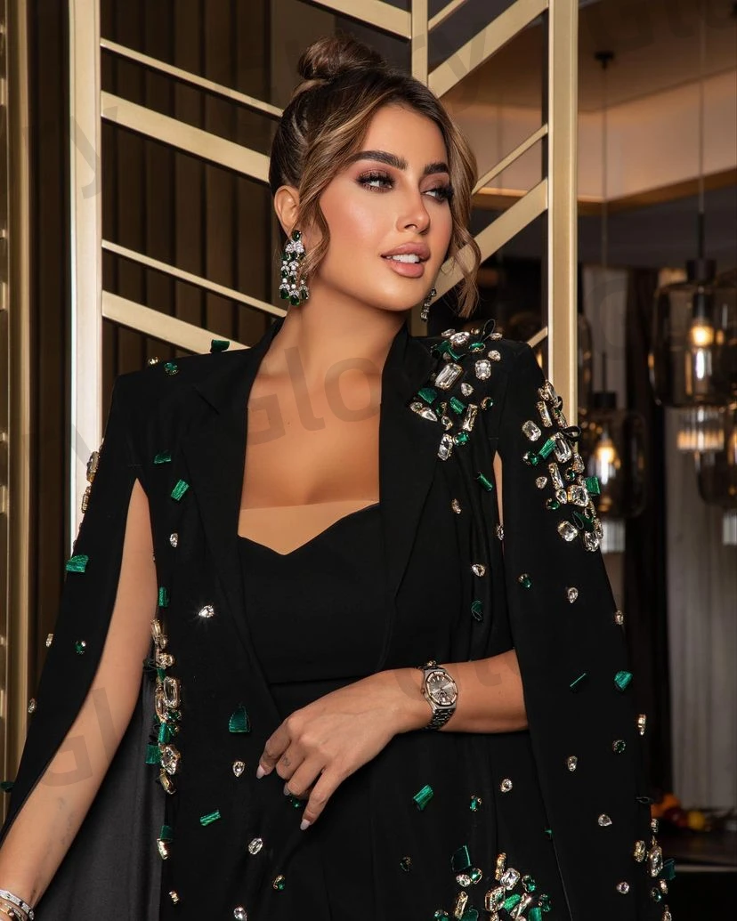 Arabia-Robe de Soirée de Luxe avec Perles de Clip Vertes, Tenue de Style Sirène, Longueur au Sol, Dos aux, pour Occasions Formelles, ixde Mariage, Quelle que soit