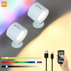 Xiaomi Wireless LED Night Lamp Usb Rechargeable Wall Light Magnetic 360 Rotatable Touch Control For Bedroom Bedside Table Lamp