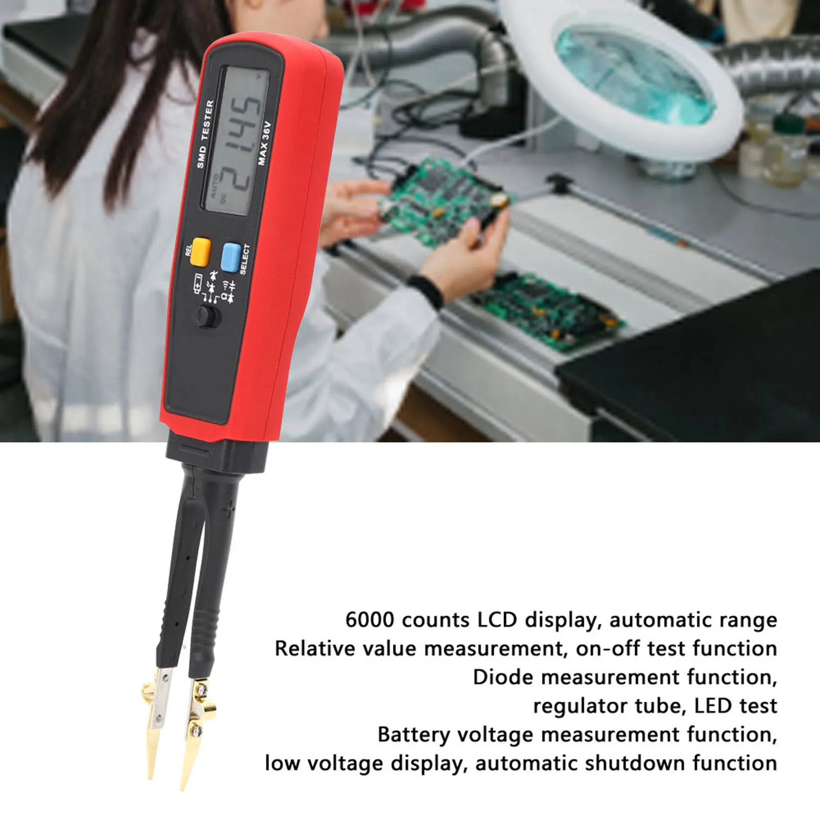 Multímetro Multímetro para herramienta de prueba SMD Probador UT116C para equipos de prueba de multímetro de diodo de capacitancia de resistencia SMD (RCD)
