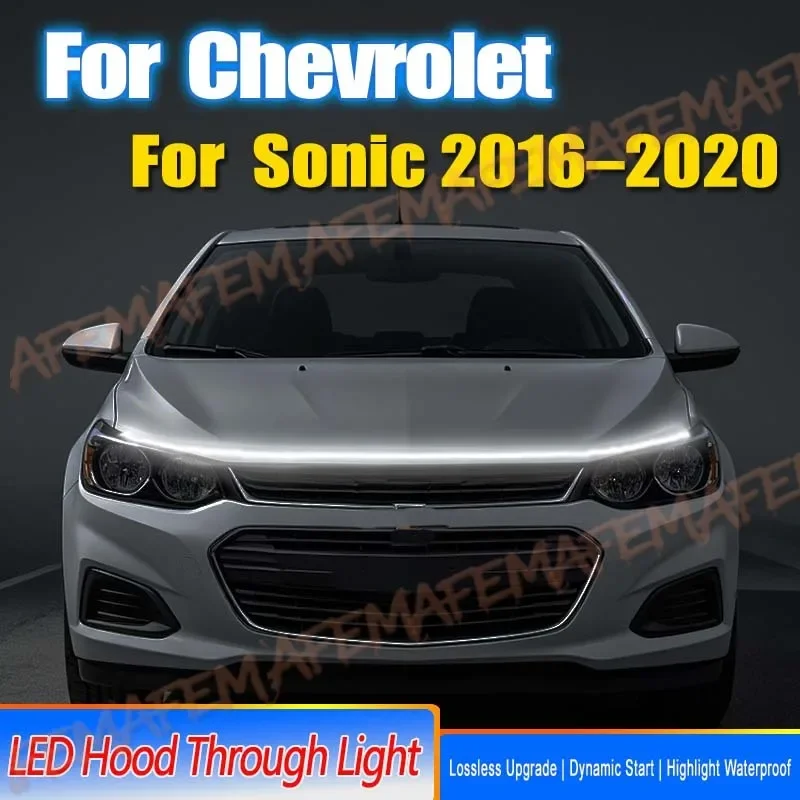 Tiras de luces LED de circulación diurna, lámpara universal para capó, luces LED flexibles para coche, luces guía impermeables de 12V DRL para Chevrolet Sonic 16-20
