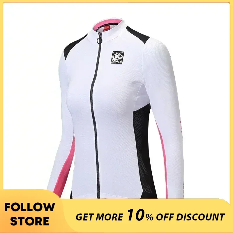 

Веломайка Santic Женская с длинным рукавом, дышащая Спортивная одежда для велоспорта, командная одежда для велоспорта, куртки, спортивная одежда азиатского размера