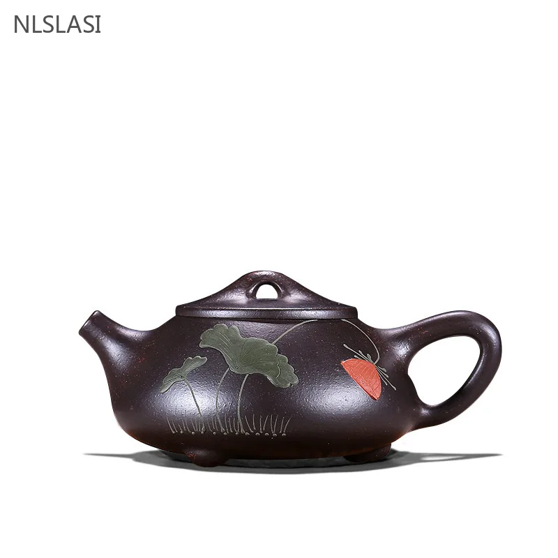 220ml Chinese Yixing Teaware Stone Scoop Tea Pot Handmade Tea set Tea Set Wine Set Black Zhu mud Customized high-end gifts