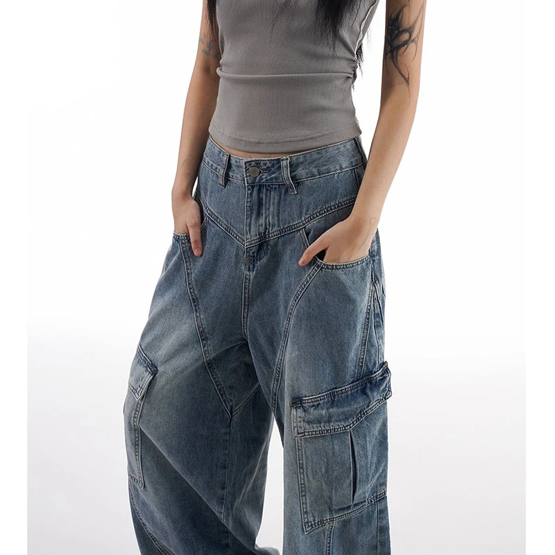 Pantalones vaqueros de cintura alta Retro coreanos para mujer, ropa nueva, pantalones vaqueros holgados, pantalones de pierna recta cómodos para mujer
