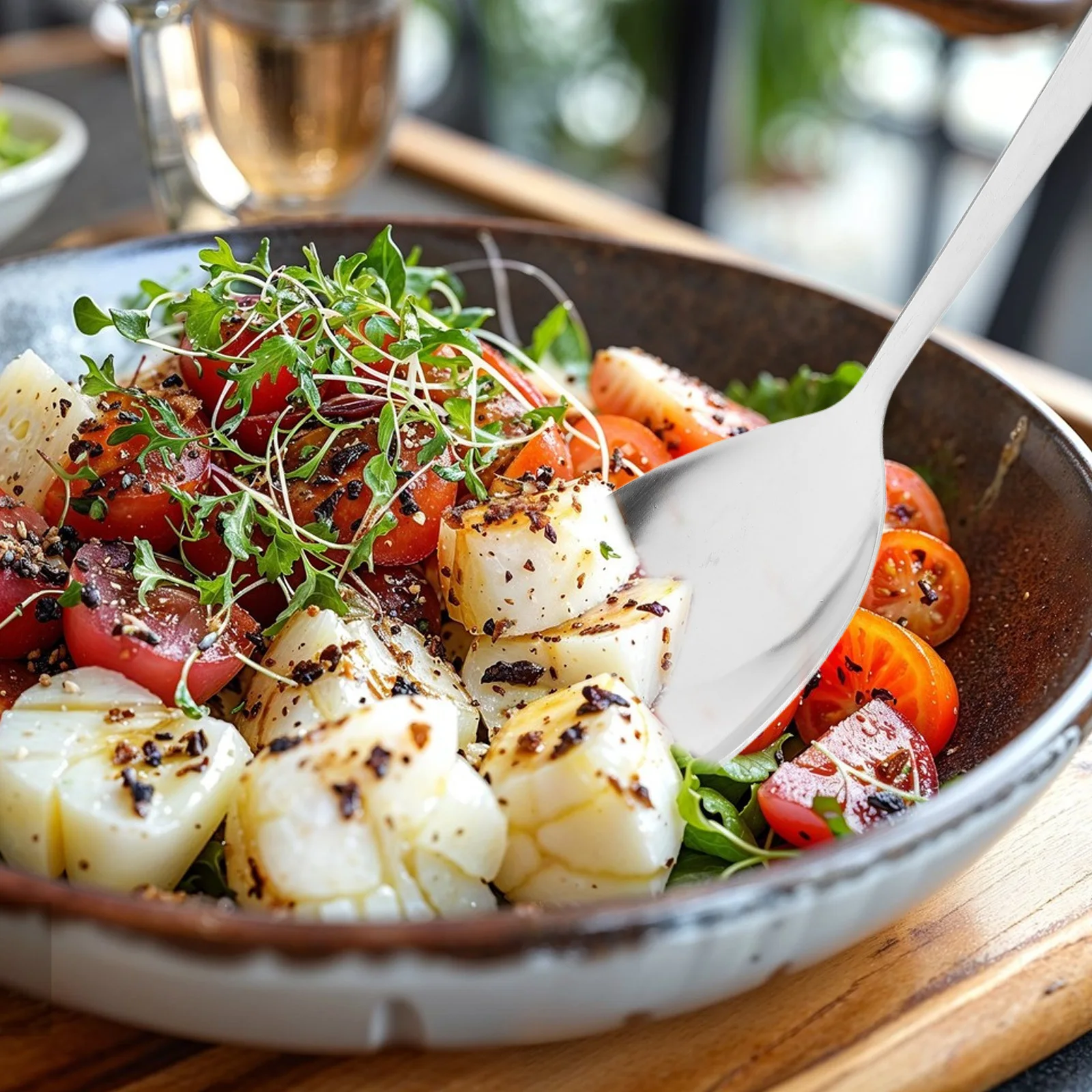 

Large Stainless Steel Rice Spoon Triangular Design Kitchen Serving Scoop Food Service Spoon for Home Restaurant Use