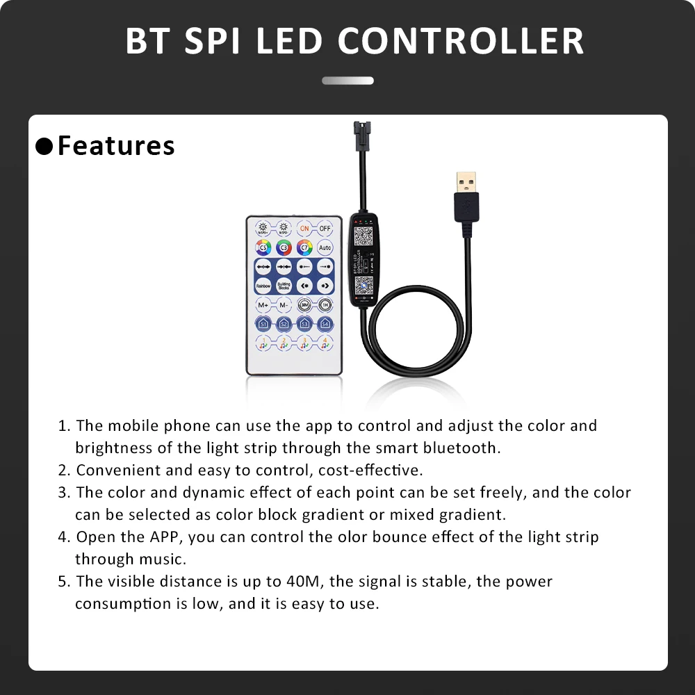 RGBIC-Bande Lumineuse LED Intelligente, 5V, WS2812B, RGB 5050, IP30, IP65, IP67, Étanche, Bluetooth, 30, 60, 144 Pixels, Adressable par USB