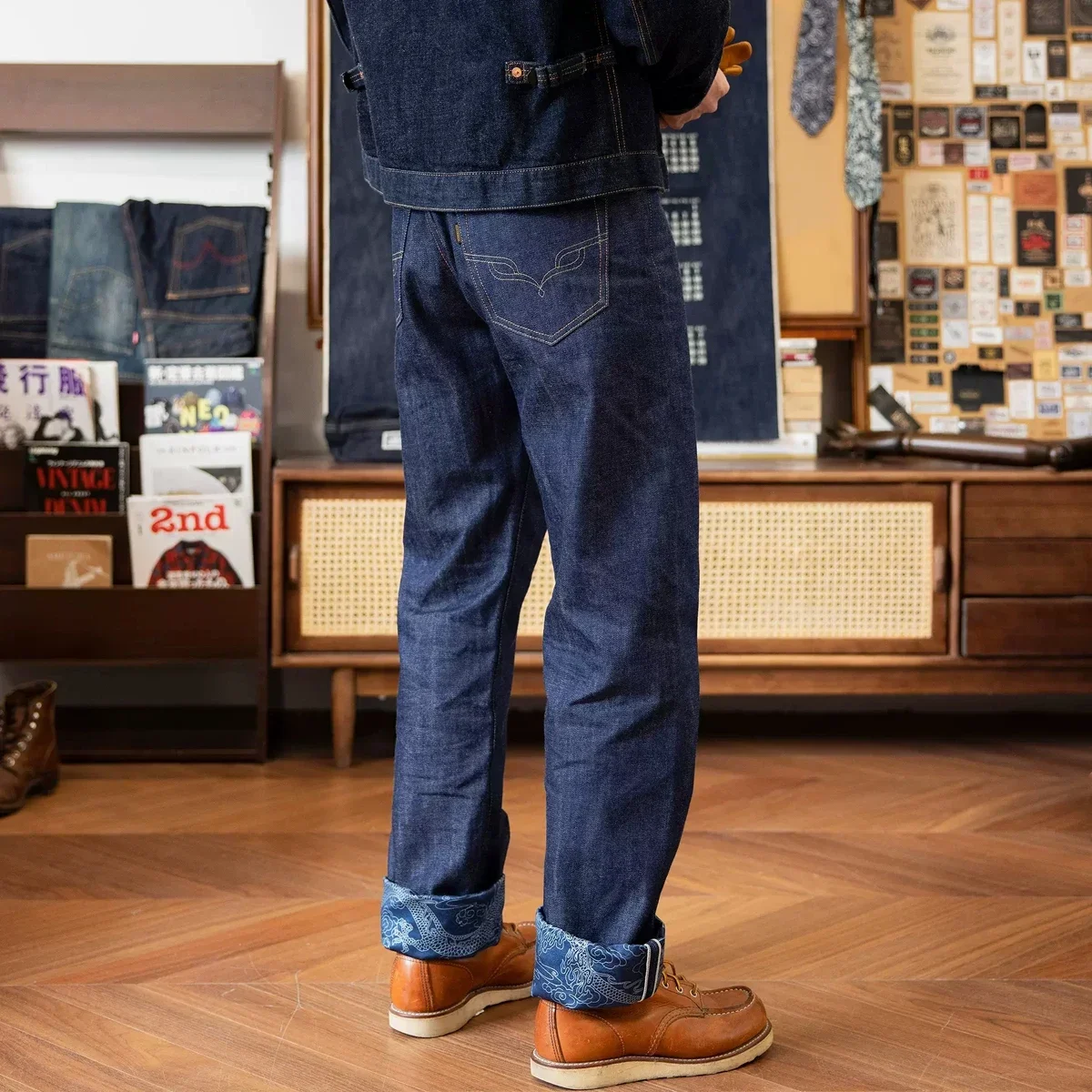 بنطال جينز Red Tornado NOIR Year of the Dragon Limited Edition 14oz من قماش النيلي الطبيعي Selvedge Denim #4