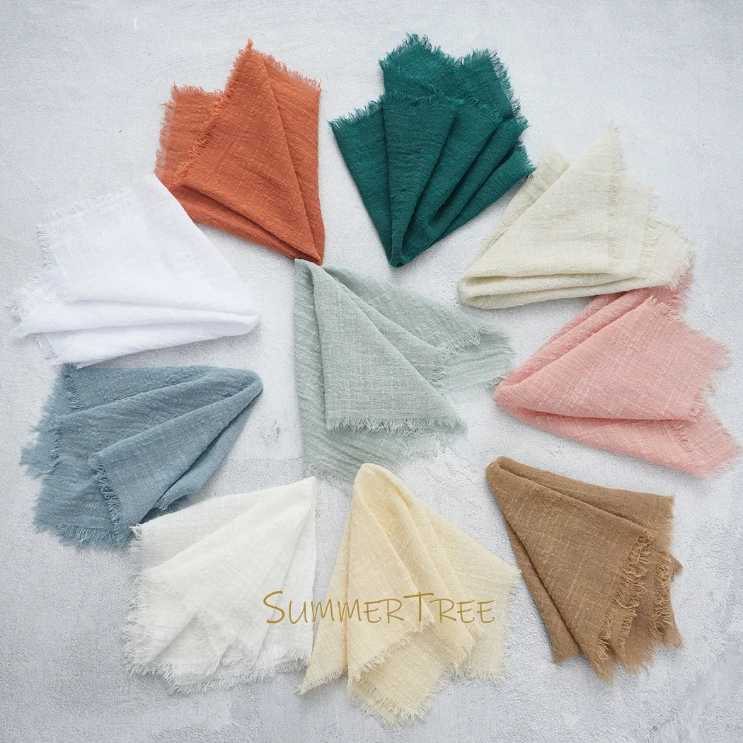 10pcs 32x32cm Cloth Napkins Pure Cotton Gauze Soft Napkin Handkerchief Vintage Banquet Garden Party Wedding Table Decoration