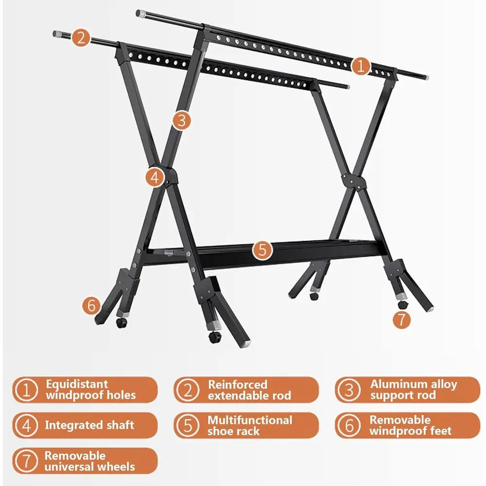 Extra Large 90-98 Adjustable Retractable Clothes Drying Rack, Tall Airer for Indoor & Outdoor Use, Rose Gold
