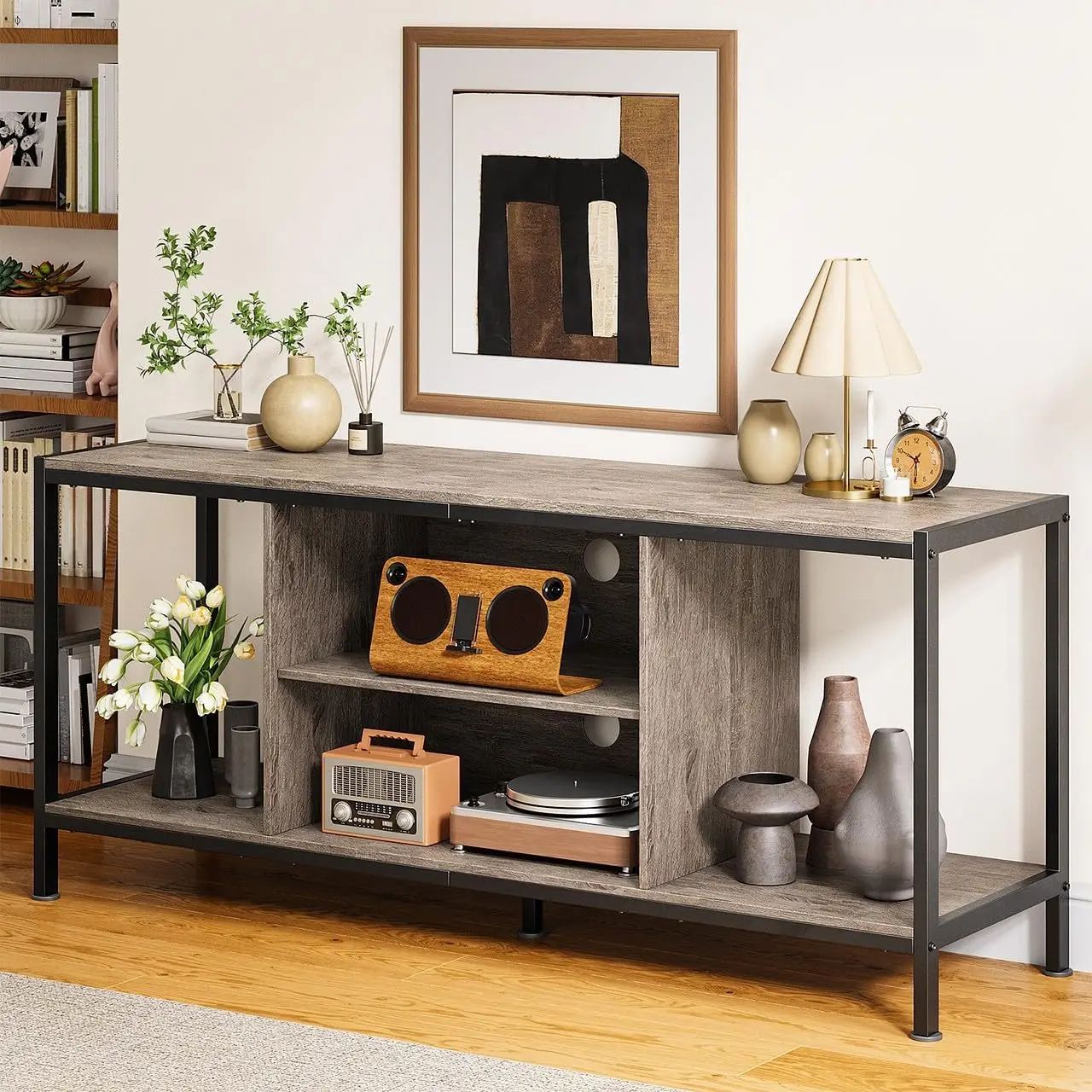 

Tv Stand For Tvs Up To 65 H,Entertainment Center With Open Storage Shelves,Tv Media Console Table For Living Room And Bedroom,