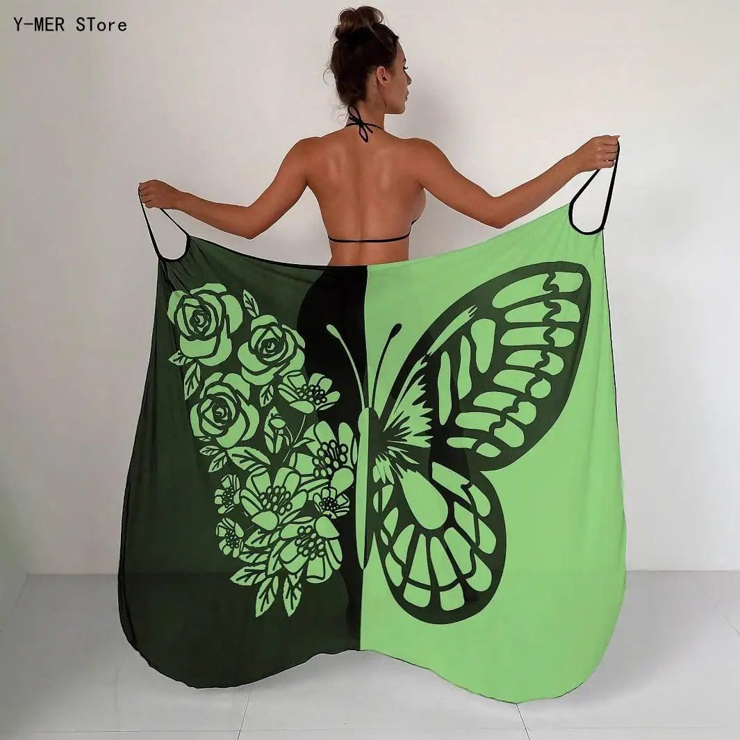 Women's Multi Directional Sunscreen Beach Skirt with Color Blocked Printing and Multi Color Summer Beach Bikini Casual