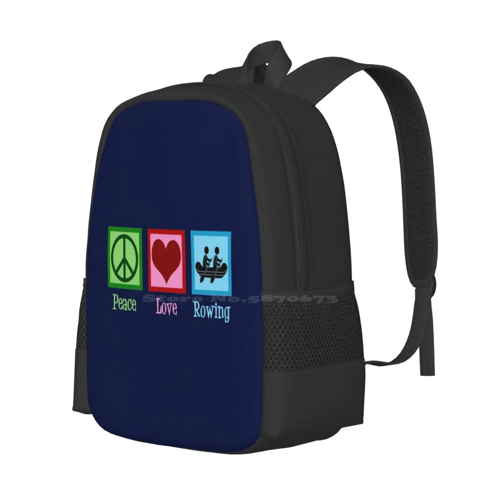 Peace Love Rowing Hot Sale Backpack Fashion Bags Rowing Team Rower Peace Love Rowing Cool Rowing Cute Rowing Rowing Coach Crew