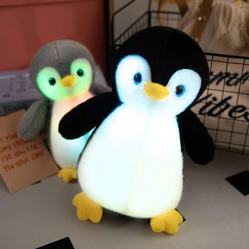 Creative Penguin Toy Luminous Pillow Soft Stuffed Plush Glowing Colorful Stars Cushion Led Light Toys Gift