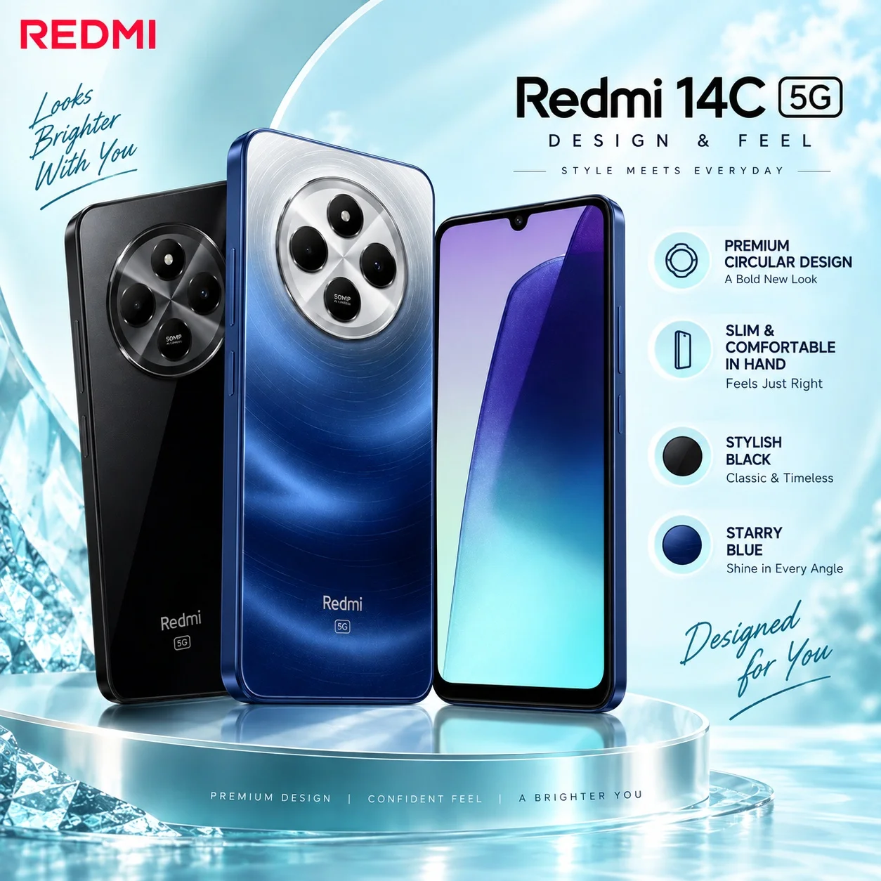 REDMI 14C 5G Snapdragon 4 Gen 2 6.88-inch 120Hz Display 50MP AI Camera 5160mAh Battery 18W Charge Dual 5G SIM Smartphone Phone