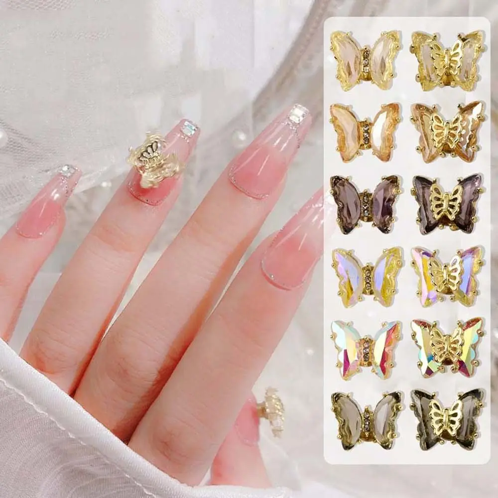 Spinning Butterfly accessori per Manicure decorazioni per unghie punte per unghie rotanti gioielli per unghie farfalla strass per unghie