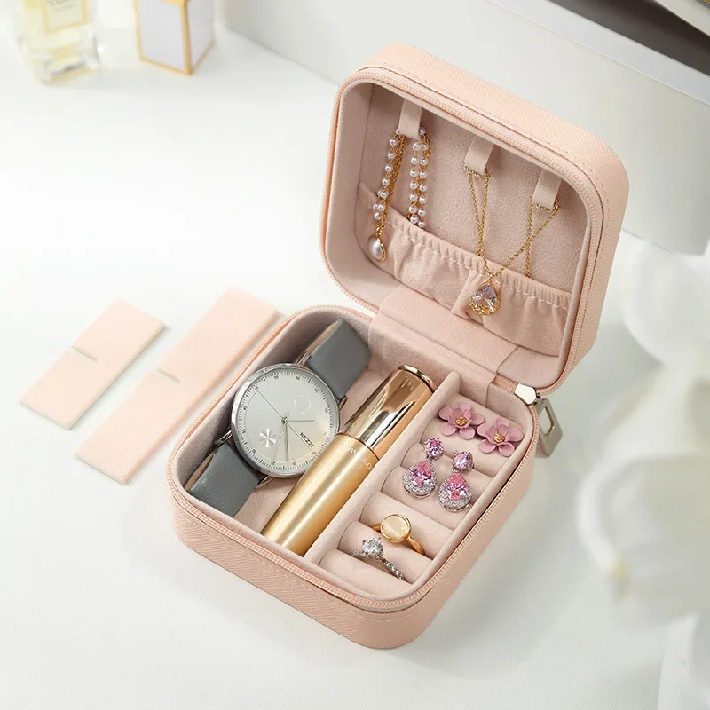 Macaron Color Portable Jewelry Storage Box Travel Travel Earrings Necklace Ring Storage Display Jewelry Box